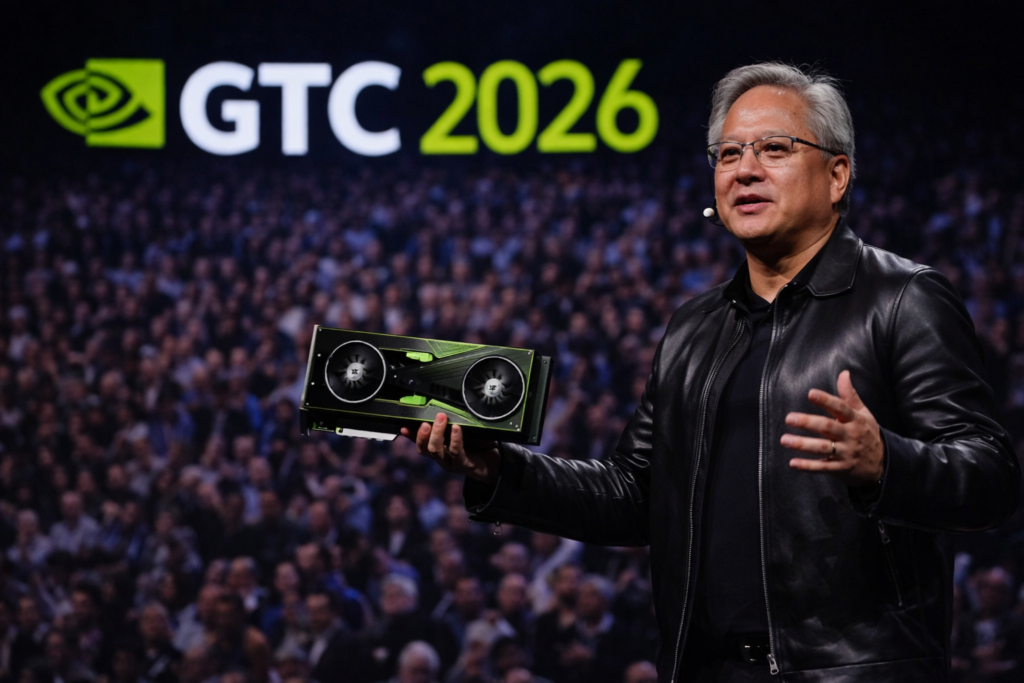 GTC 2026 연설 중인 엔비디아 젠슨 황 CEO
